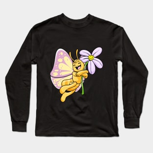 Butterfly with Flower Long Sleeve T-Shirt